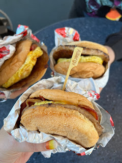 3 breakfast sandwiches with allergy stick