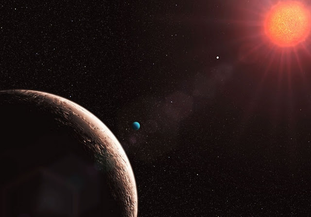 Художественная концепция экзопланетной системы, вращающейся вокруг Gliese 581