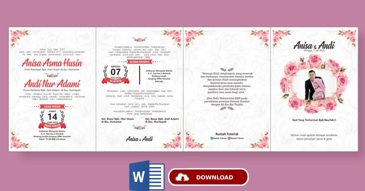 Download Template Desain  Undangan  Pernikahan  Dengan  Word  