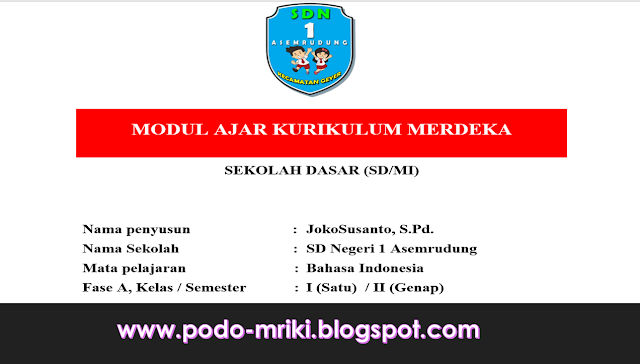 modul ajara bahasa indonesia kelas 1 sd semester 2