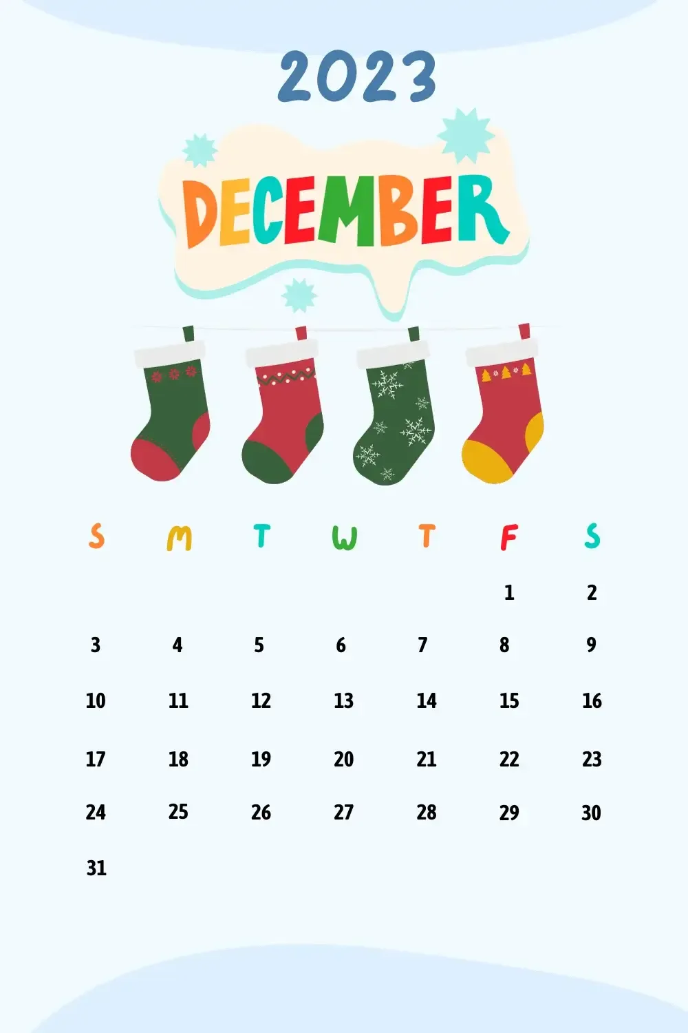 december 2023 mobile calendar wallpaper