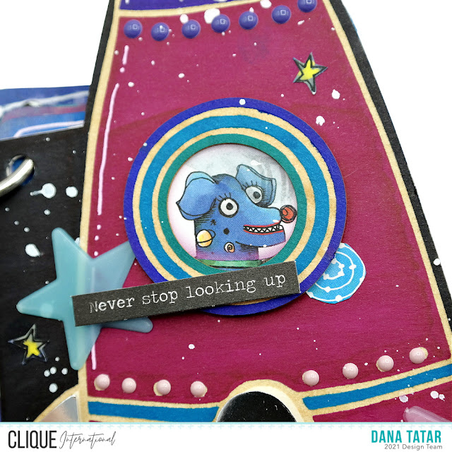 Whimsical P13 Rocket Mini Album Embellished with Products from Studio Light and Art by Marlene