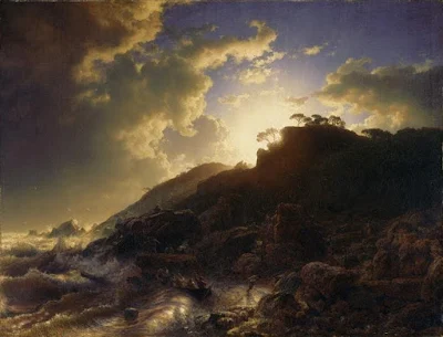 Sunset after a Storm on the Coast of Sicily painting Andreas Achenbach