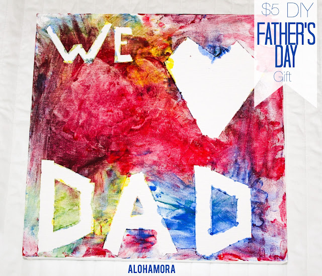 $5 DIY Father's Day Gift- A Personalized Finger Painting on Canvas kids can quickly and easily do.  Plus, the clean up is a breeze.  This personalized handmade gift is the perfect Father's Day gift. Alohamora Open a Book http://www.alohamoraopenabook.blogspot.com/ gift, kid friendly, easy, cheap, fast, 