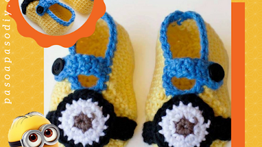 Patucos tejidos de Minion - diy 