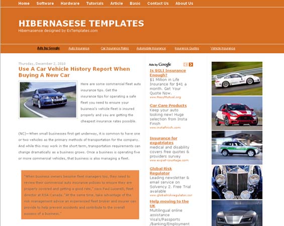 Hibernasense, adsense templates for blogger