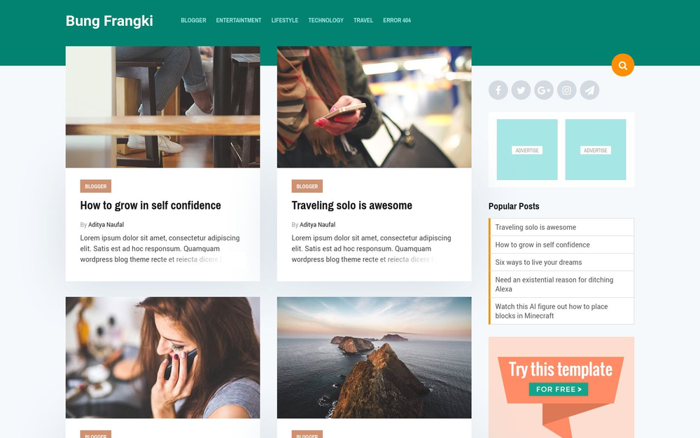 Bung Frangi - Latest Version Premium Blogger template Free Download.