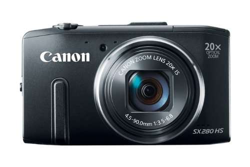 Canon PowerShot SX280 HS 12.1 MP CMOS Digital Camera with 20x Image Stabilized Zoom 25mm Wide-Angle Lens and 1080p Full-HD Video (Black)