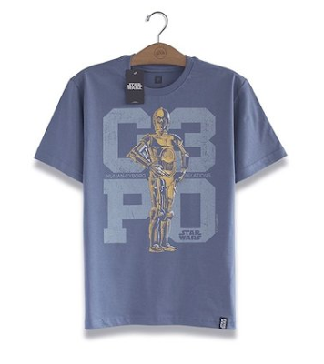 i simpático droid C3PO de Star Wars está nessa linda camiseta geek.