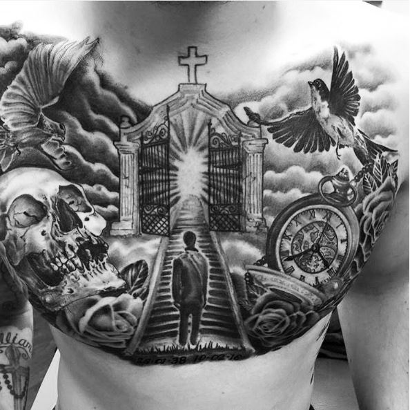 90+ Heaven Tattoos For Men (2020) - Stairway, Gates, Hell Designs