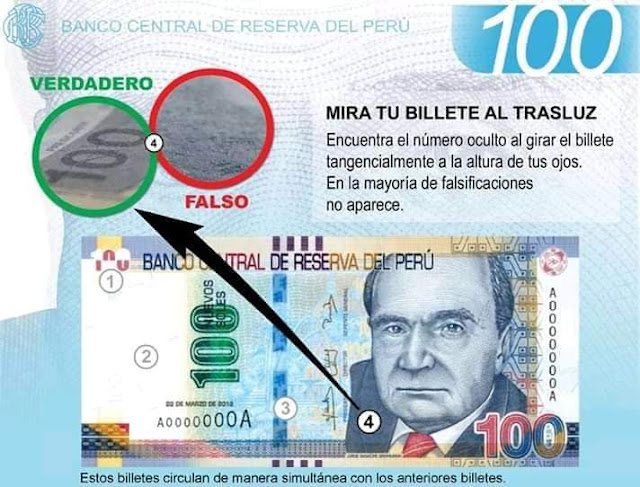 Detectar Billete de S/ 100 soles falso