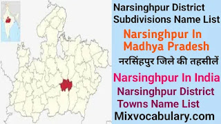 Narsinghpur subdivisions list