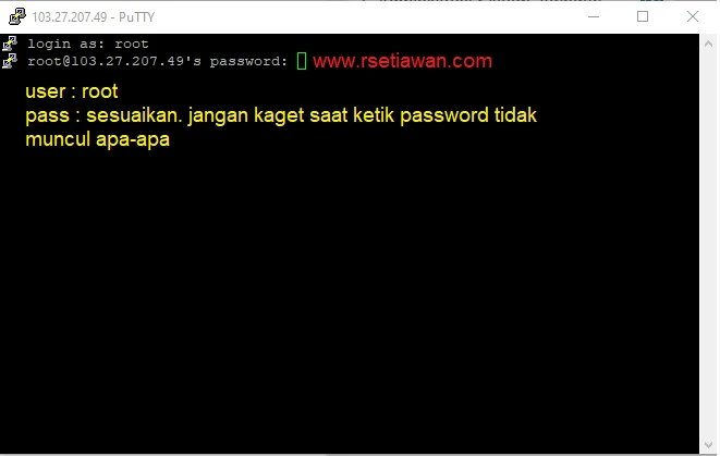 login vps menggunakan ssh