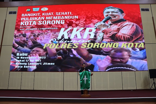 KKR Oikumene Polres Sorong Kota bersama Pdt. Gilbert Emanuel Lumoindong, M.Th