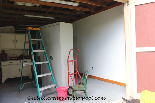 Eclectic Red Barn: Painting walls in the barn