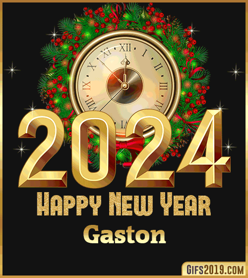 Gif wishes Happy New Year 2024 Gaston
