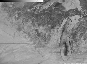 Lake Michigan satellite photo with ice