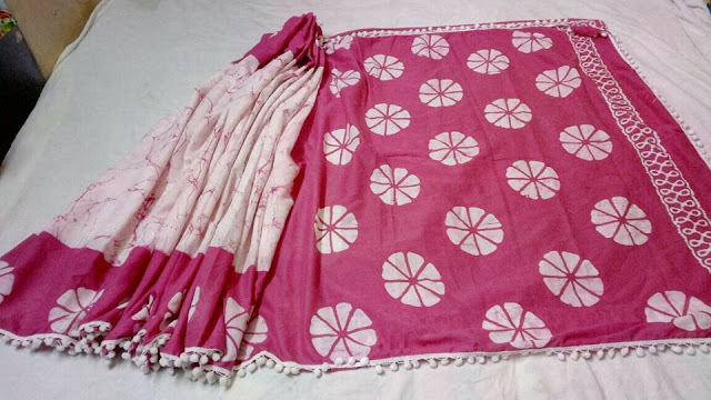 Cotton pom pom sarees