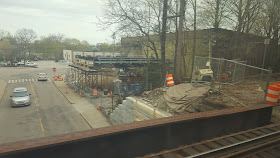 Seen from the Franklin train: the pre-built portion of the bridge to be used as the replacement  is over there on the right. The train is on the bridge to be replaced