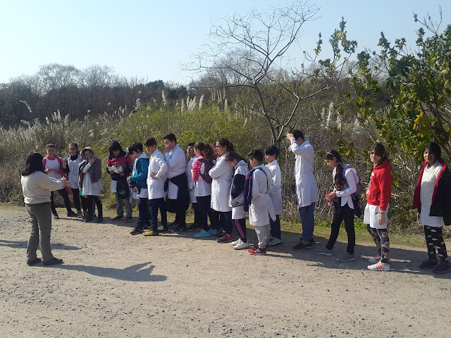la imagen muestra los alumnos haciendo fila para entrar a la reserva