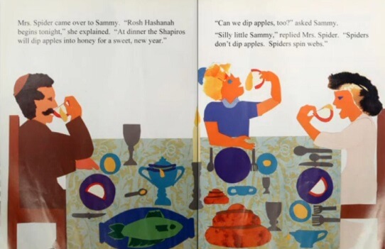 Learn about Rosh Hashanah and apples dipped in honey with Sammy Spider's First Rosh Hashanah by Sylvia Rouss