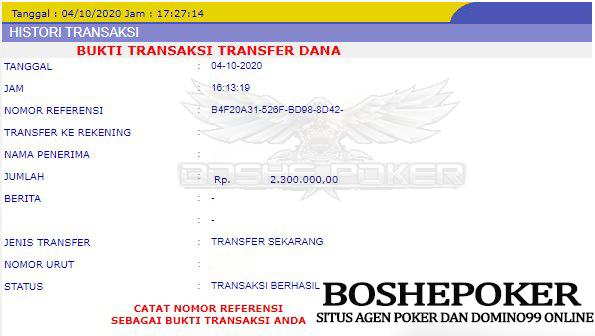 Bukti Kemenangan Member Boshepoker