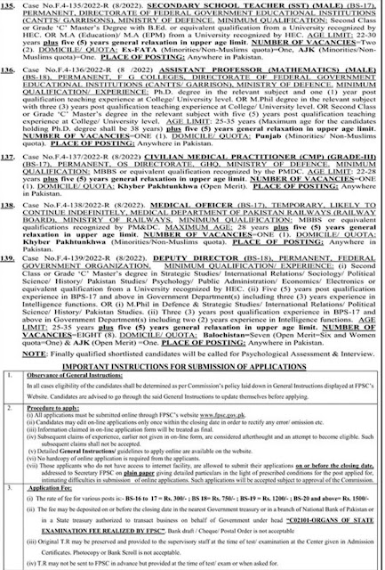 FPSC Consolidated Advt.08 | Lecturer, Inspector ANF August 2022