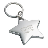 Engraved Silver Star Key Ring