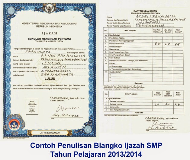 Contoh Blangko Ijazah Sd Dan Pedoman Pengisian  Foto 