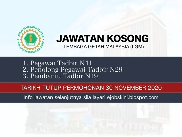 Jawatan Kosong Lembaga Getah Malaysia (LGM) Disember 2020