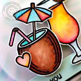 Sunny Studio Stamps: Tropical Paradise Fruity Umbrella Drink Cheers Card by Anni Lerche.