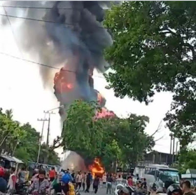 Truk tangki terbakar di Marelan