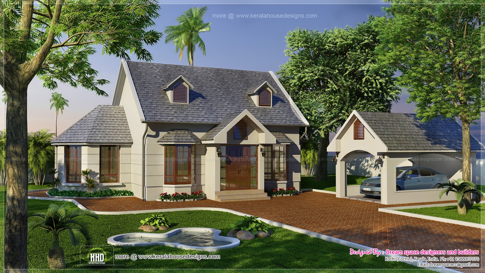 Vacation garden  home  design in 1200 sq feet Kerala home  