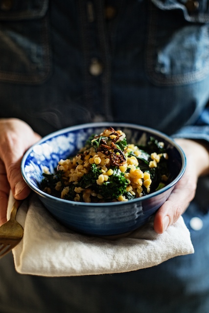 Red Lentils & Kale with coconut, ginger & crispy shallots recipe