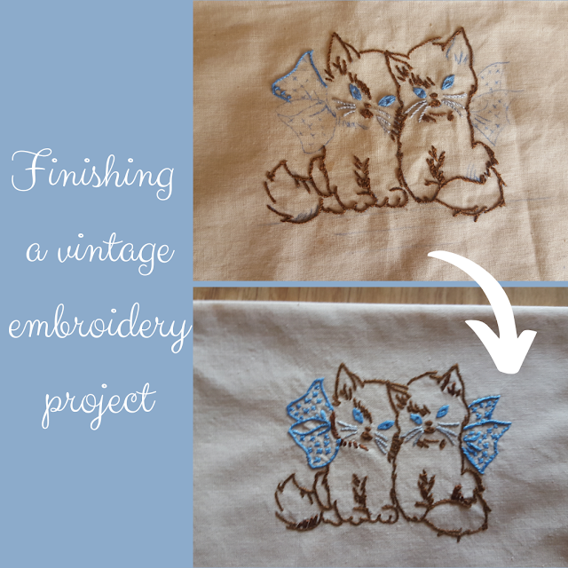 Finishing a vintage embroidery project