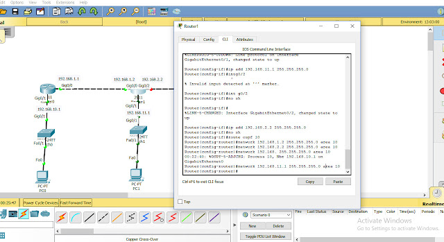 routing ospf di Cisco packet tracer