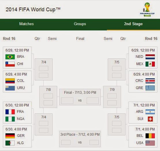 FIFA World Cup 2014 Knockout Stage Schedule  Images Archival Store