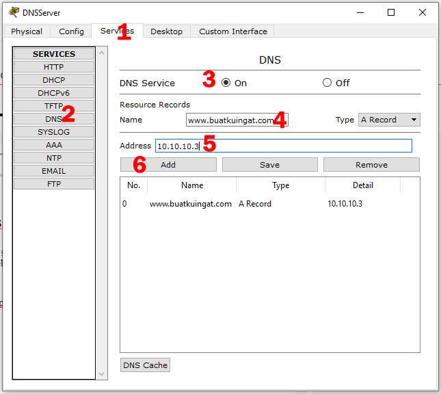 Konfigurasi DNS Server di Cisco Packet Tracer