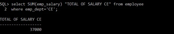 Use of SUM function with WHERE condition