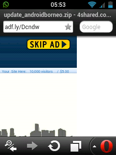 Cara Melewati / Memunculkan Skip Adf.ly di Opera Mini Android