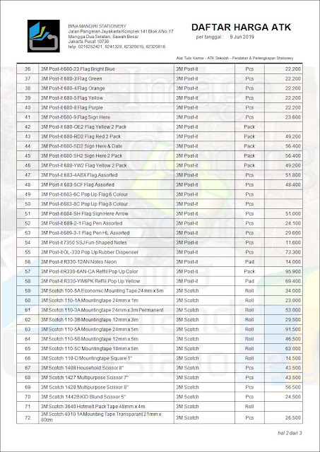 Katalog ATK 3M Post-it Terbaru Juni 2019 | Bina Mandiri Stationery