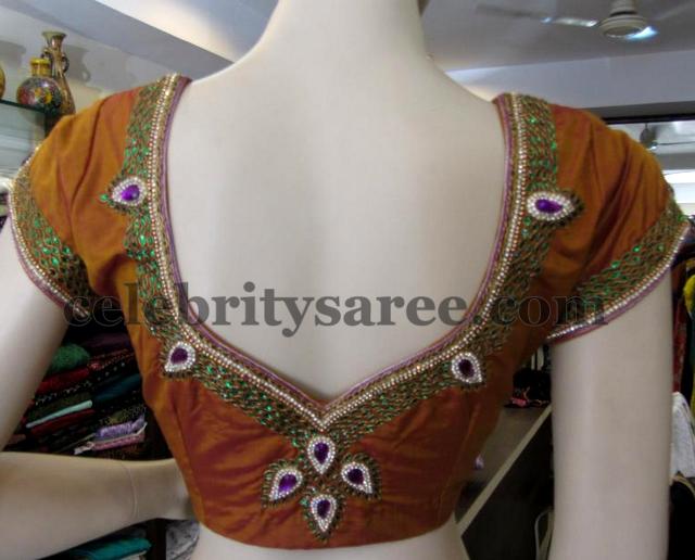 White Stones Work Silk Designer Blouses