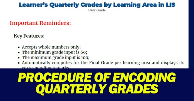 Procedure of Encoding Quarterly Grades in LIS| Read here