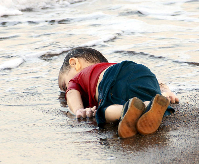 Artists Around The World Respond To Tragic Death Of 3-Year-Old Syrian Refugee - 3-year-old Aylan Kurdi as he was found