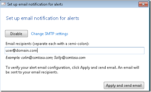 Set up email notification for alerts