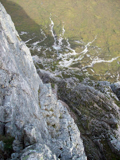 Looking back down to Curved Ridge and Rannoch Moor from the 3rd belay