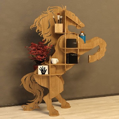 unique horse wooden wall shelf idea