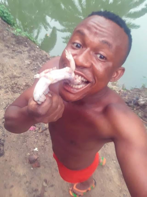 Nigerian Man Enjoys Frog Meat With Rice In Uyo (Photos)