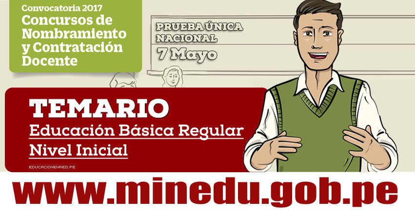 TEMARIO: EBR Nivel Inicial - Examen Nombramiento Docente y Contrato Docente 2017 - MINEDU - www.minedu.gob.pe