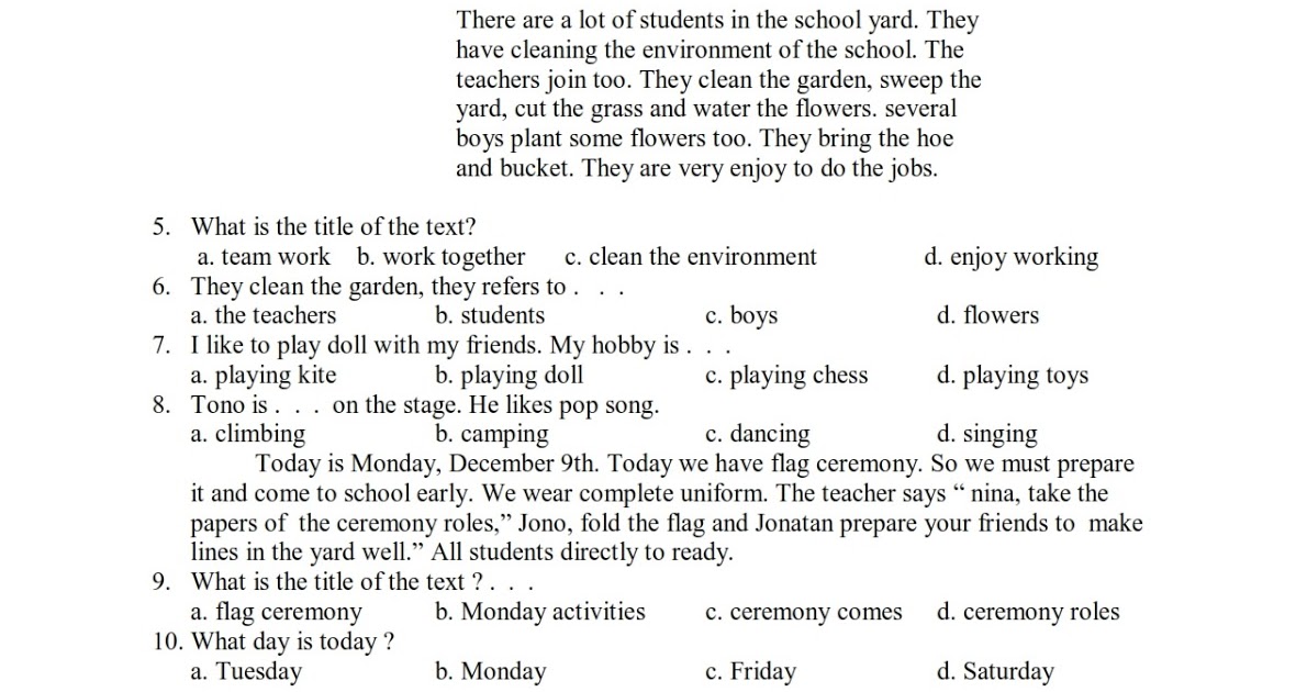 Contoh Soal Essay Bahasa Inggris Kelas 8 Semester 2